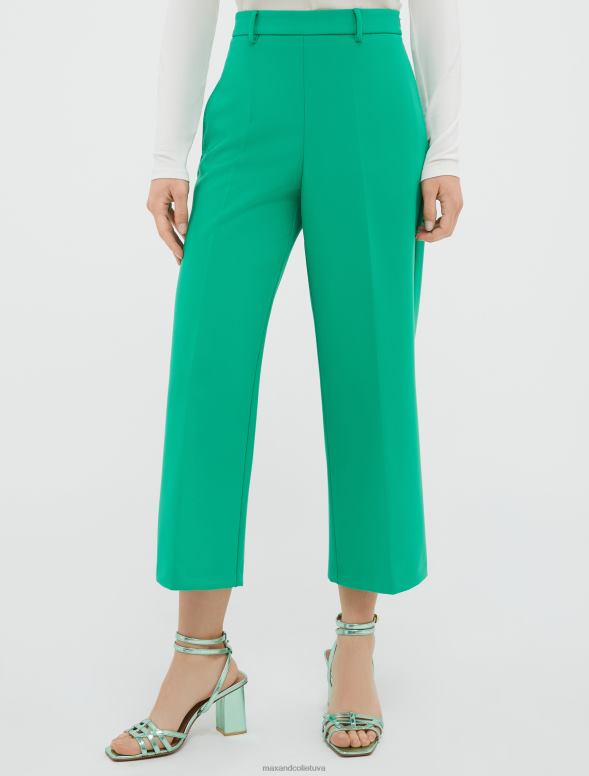 apģērbu 8VJP192 smaragda zaļš apgrieztas dubultaudekla bikses sievietes MAX&Co.