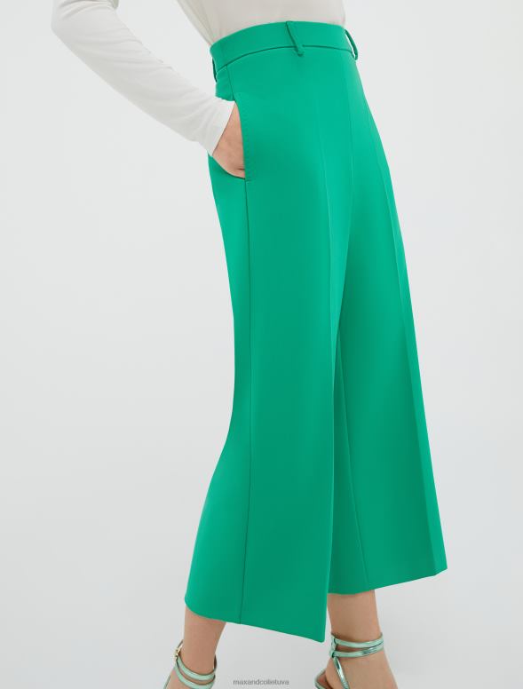 apģērbu 8VJP192 smaragda zaļš apgrieztas dubultaudekla bikses sievietes MAX&Co.