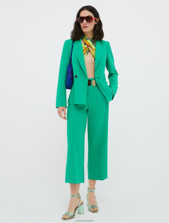 apģērbu 8VJP192 smaragda zaļš apgrieztas dubultaudekla bikses sievietes MAX&Co.