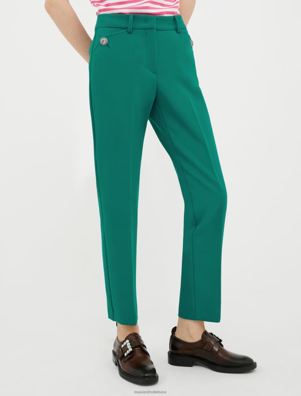apģērbu 8VJP204 tumši zaļa slaidas piegriezuma bikses sievietes MAX&Co.