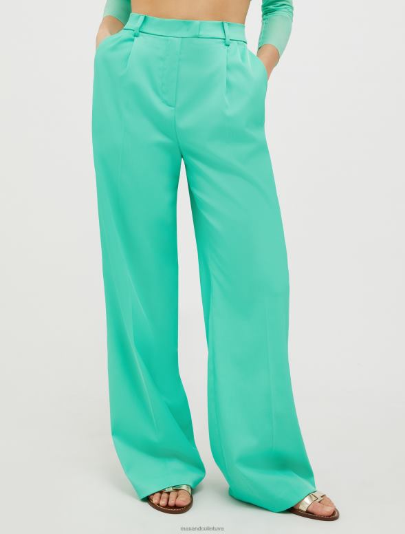 apģērbu 8VJP214 zaļš kavalērijas sarža bikses ar platām kājām sievietes MAX&Co.