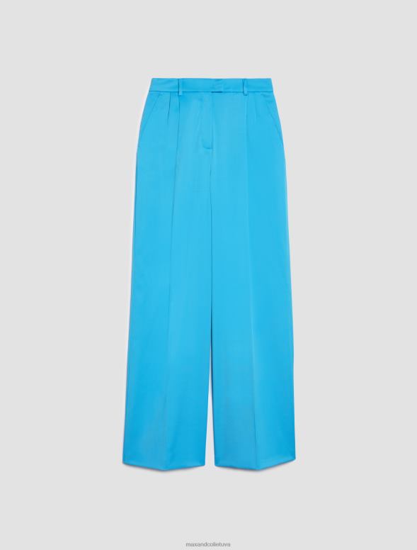 apģērbu 8VJP216 gaiši zils kavalērijas sarža bikses ar platām kājām sievietes MAX&Co.