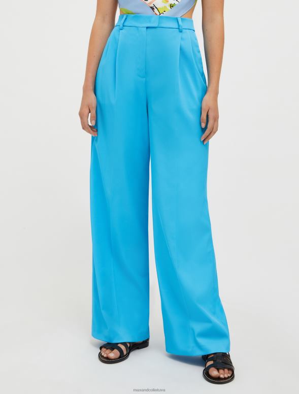 apģērbu 8VJP216 gaiši zils kavalērijas sarža bikses ar platām kājām sievietes MAX&Co.
