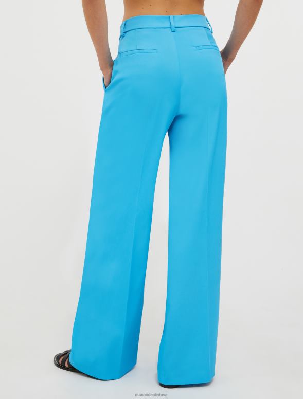 apģērbu 8VJP216 gaiši zils kavalērijas sarža bikses ar platām kājām sievietes MAX&Co.
