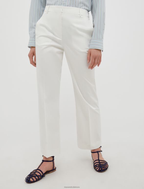 apģērbu 8VJP228 ziloņkauls kokvilnas-satīna bikses sievietes MAX&Co.