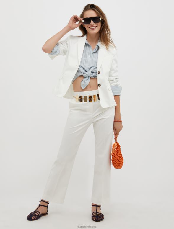 apģērbu 8VJP228 ziloņkauls kokvilnas-satīna bikses sievietes MAX&Co.