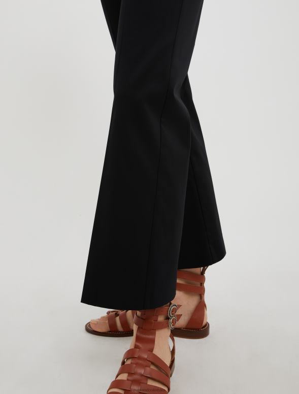 apģērbu 8VJP229 melns kokvilnas-satīna bikses sievietes MAX&Co.