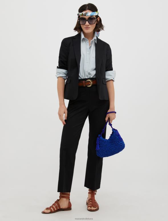 apģērbu 8VJP229 melns kokvilnas-satīna bikses sievietes MAX&Co.