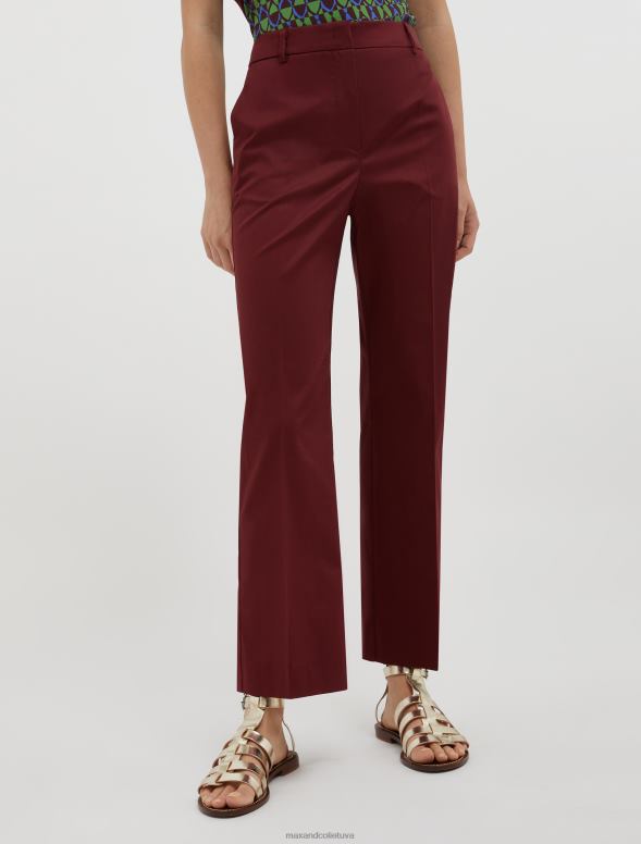 apģērbu 8VJP230 bordo kokvilnas-satīna bikses sievietes MAX&Co.