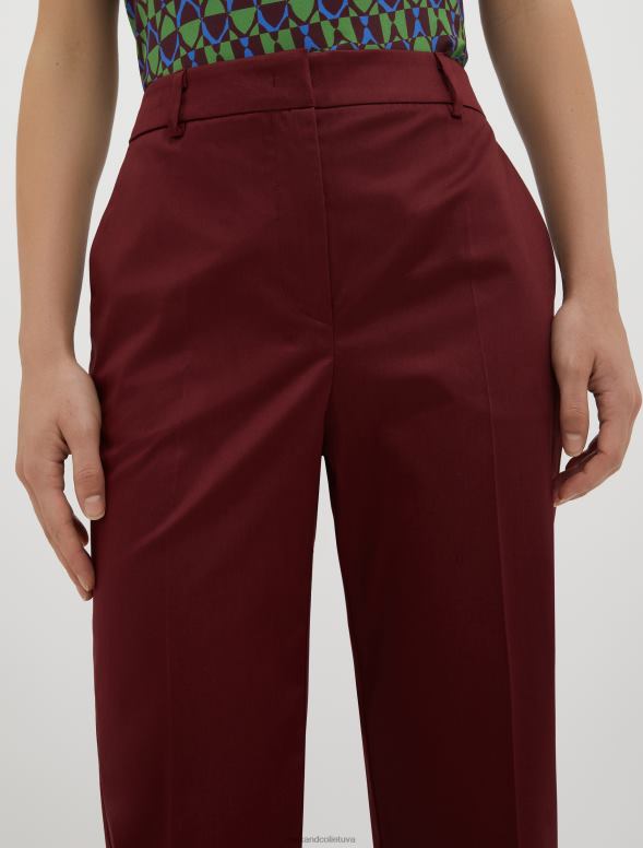 apģērbu 8VJP230 bordo kokvilnas-satīna bikses sievietes MAX&Co.