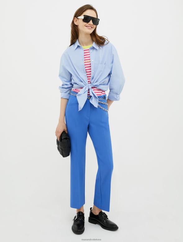 apģērbu 8VJP231 jūras zils uzliesmojošas audekla bikses sievietes MAX&Co.