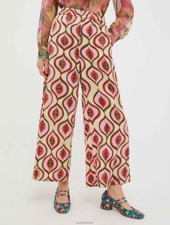 apģērbu 8VJP243 bordo raksts platas satīna kulones sievietes MAX&Co.