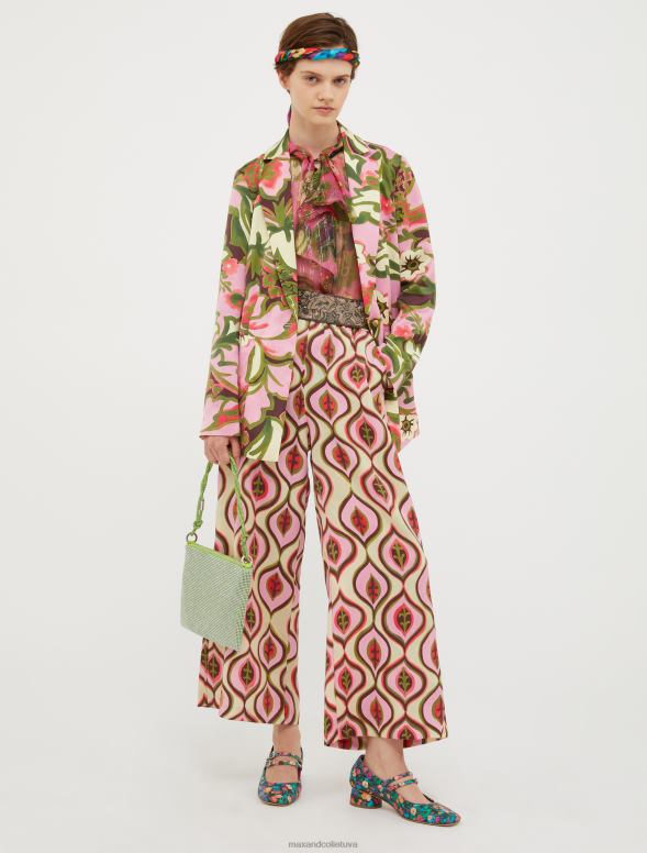 apģērbu 8VJP243 bordo raksts platas satīna kulones sievietes MAX&Co.