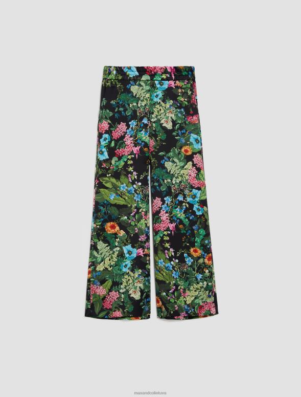 apģērbu 8VJP244 melns raksts platas satīna kulones sievietes MAX&Co.