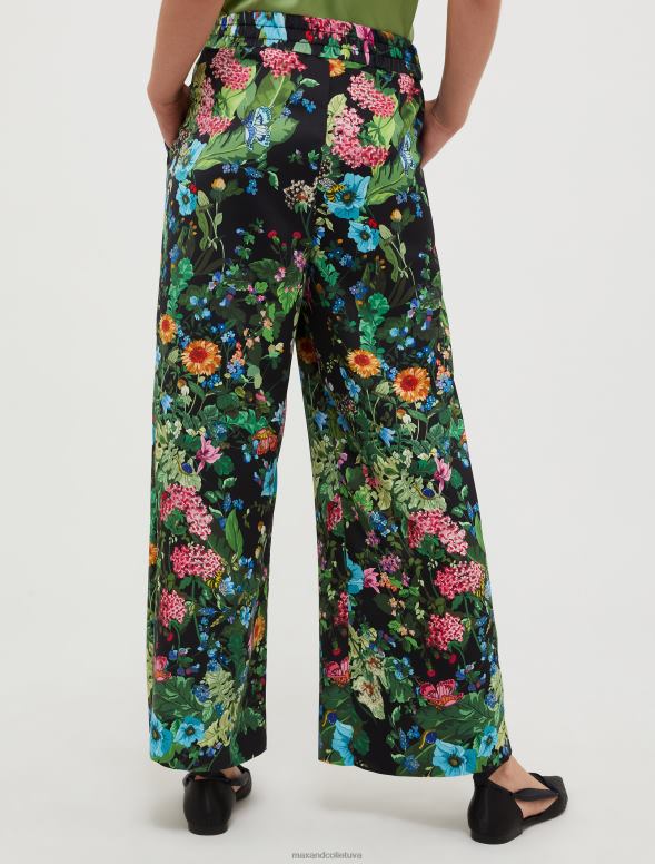 apģērbu 8VJP244 melns raksts platas satīna kulones sievietes MAX&Co.