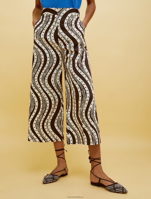 apģērbu 8VJP246 brūns raksts cilvēki, vietas, krāsas platas bikses sievietes MAX&Co.