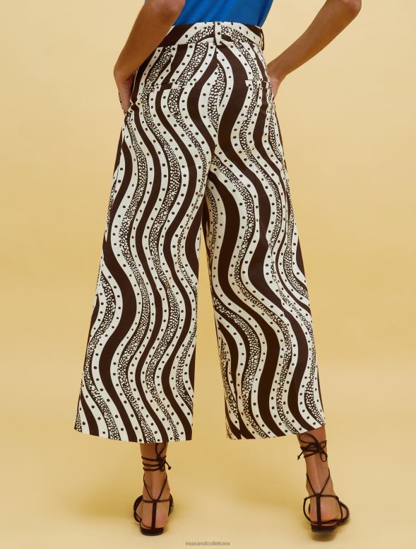 apģērbu 8VJP246 brūns raksts cilvēki, vietas, krāsas platas bikses sievietes MAX&Co.