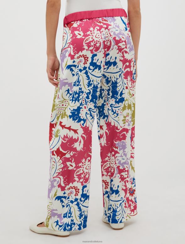 apģērbu 8VJP262 fuksijas raksts platas envers-satīna bikses sievietes MAX&Co.