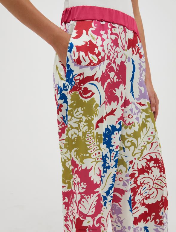 apģērbu 8VJP262 fuksijas raksts platas envers-satīna bikses sievietes MAX&Co.