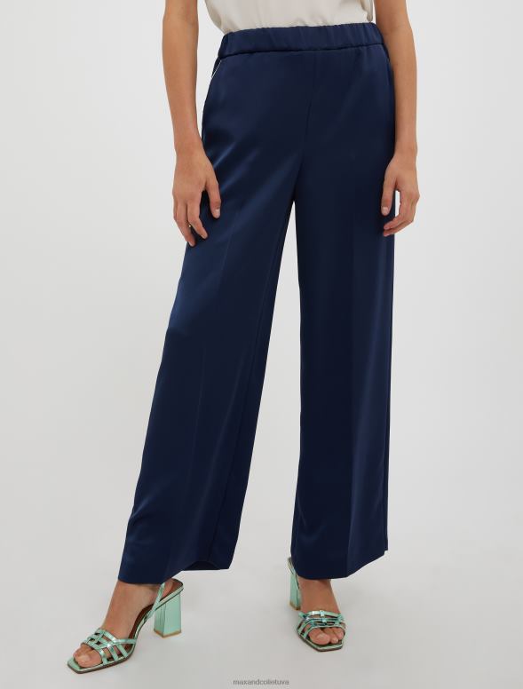 apģērbu 8VJP263 jūras zils platas envers-satīna bikses sievietes MAX&Co.