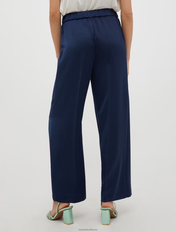 apģērbu 8VJP263 jūras zils platas envers-satīna bikses sievietes MAX&Co.