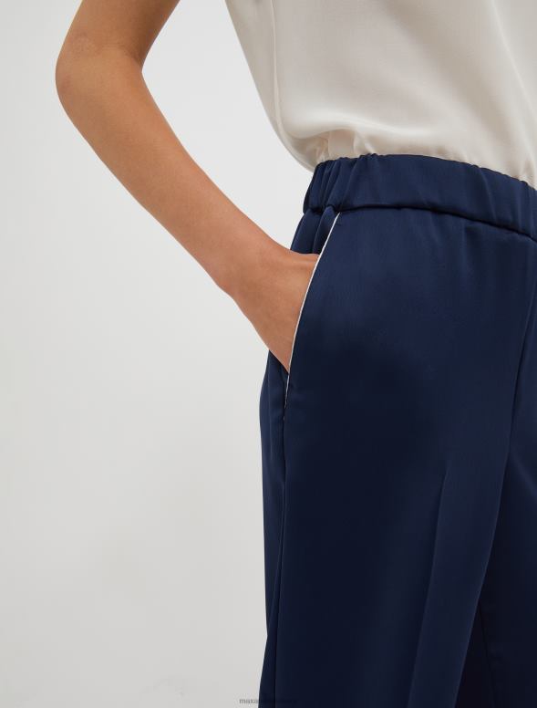 apģērbu 8VJP263 jūras zils platas envers-satīna bikses sievietes MAX&Co.