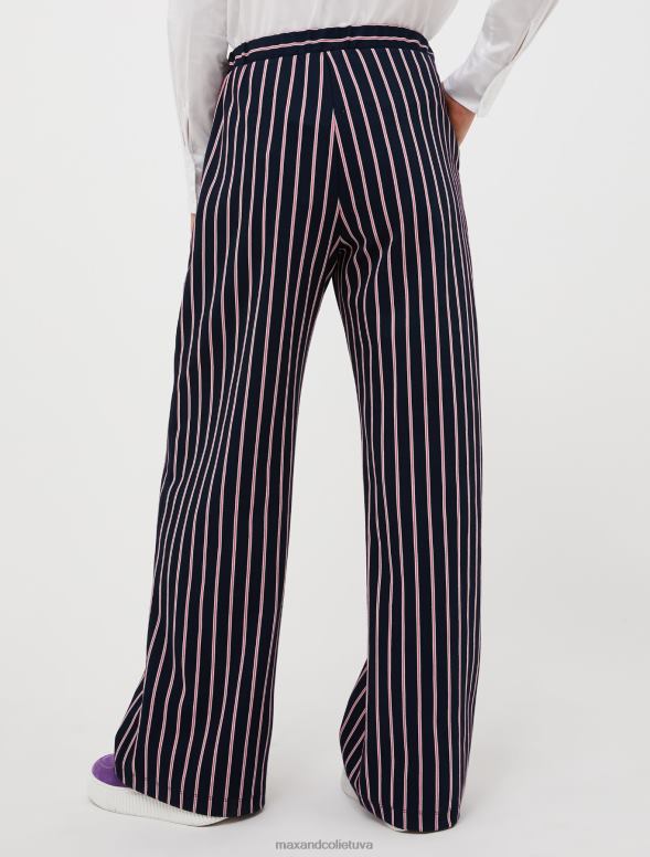 apģērbu 8VJP265 jūras zils strīpainas platas džersija bikses sievietes MAX&Co.