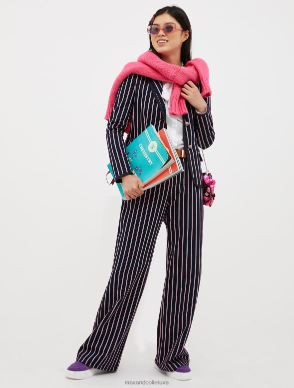 apģērbu 8VJP265 jūras zils strīpainas platas džersija bikses sievietes MAX&Co.