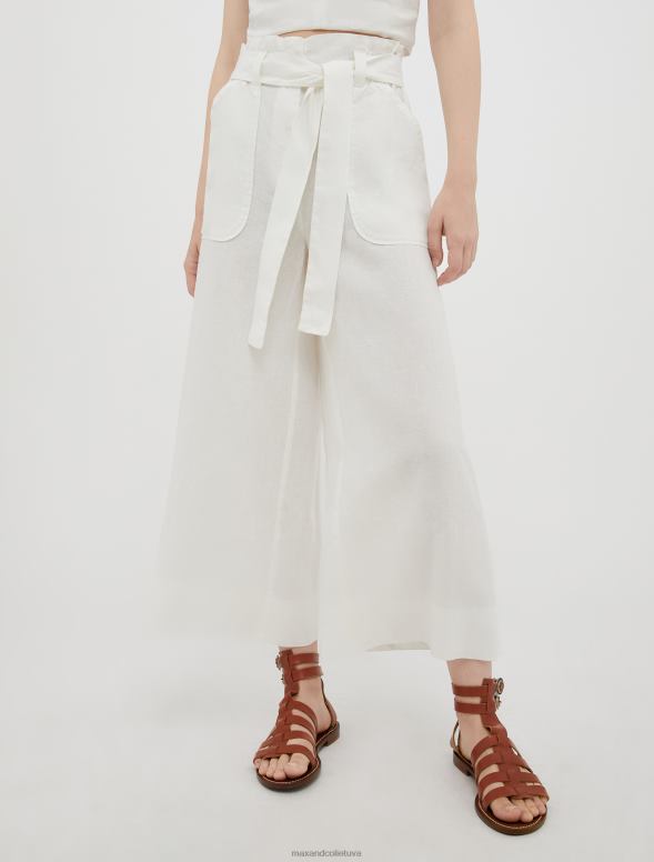 apģērbu 8VJP273 ziloņkauls lina platas bikses sievietes MAX&Co.