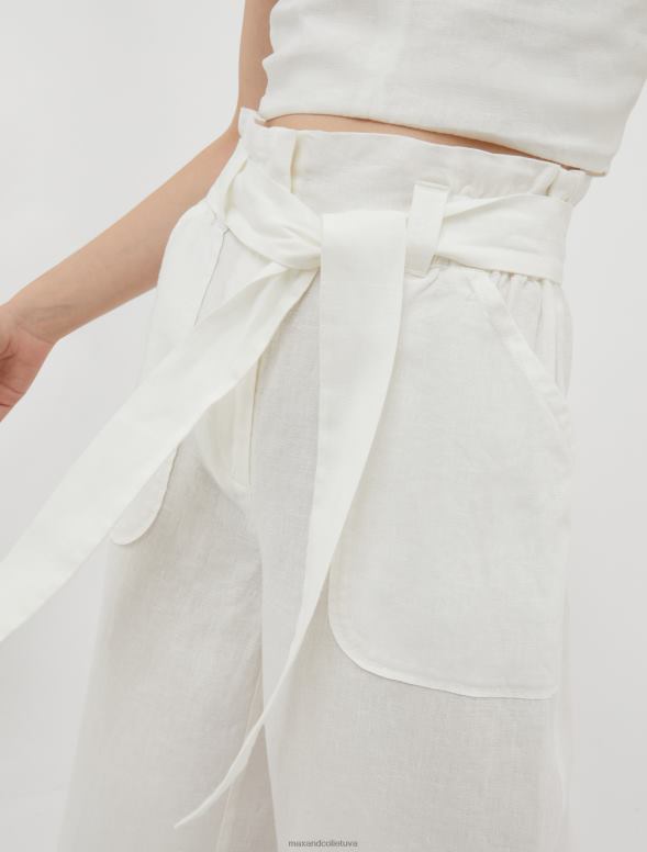 apģērbu 8VJP273 ziloņkauls lina platas bikses sievietes MAX&Co.