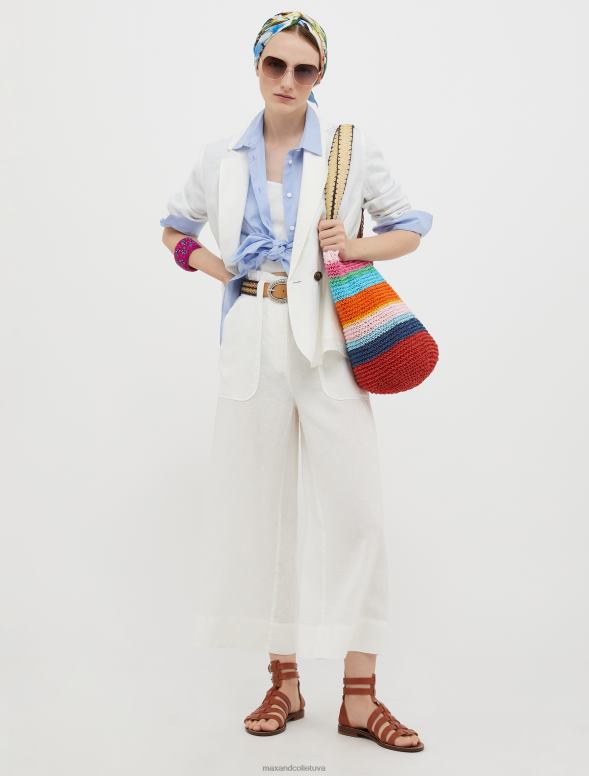 apģērbu 8VJP273 ziloņkauls lina platas bikses sievietes MAX&Co.