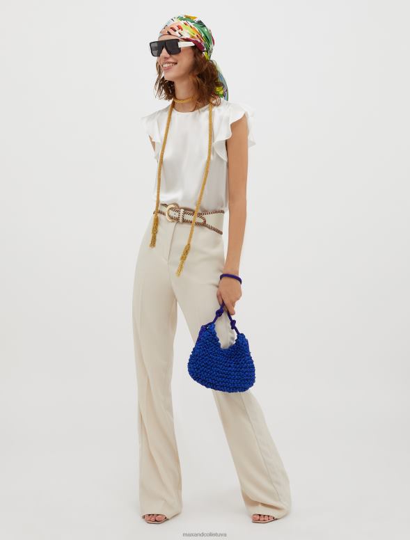 apģērbu 8VJP276 bēšs taisnas envers-satīna bikses sievietes MAX&Co.