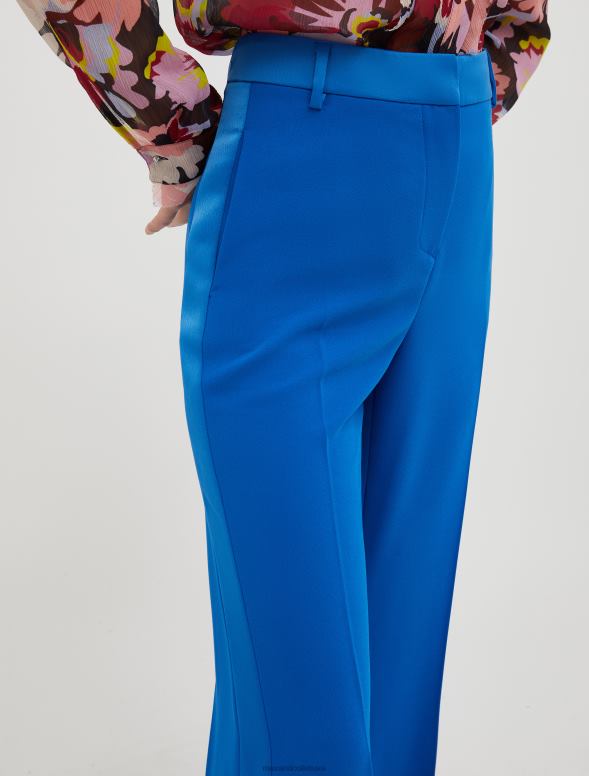 apģērbu 8VJP277 rudzupuķu zils taisnas envers-satīna bikses sievietes MAX&Co.