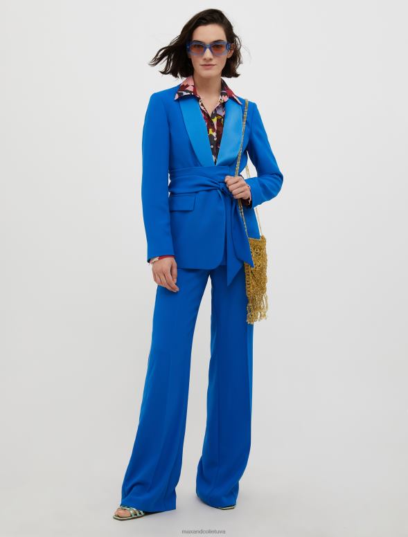 apģērbu 8VJP277 rudzupuķu zils taisnas envers-satīna bikses sievietes MAX&Co.