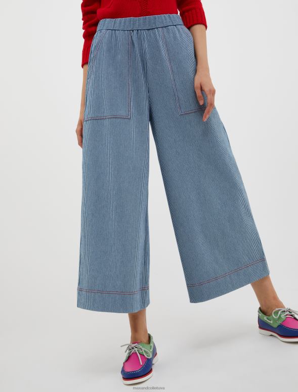 apģērbu 8VJP284 jūras zils svītrainas džersija-žakarda bikses sievietes MAX&Co.