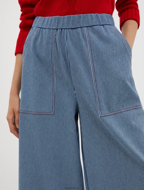 apģērbu 8VJP284 jūras zils svītrainas džersija-žakarda bikses sievietes MAX&Co.