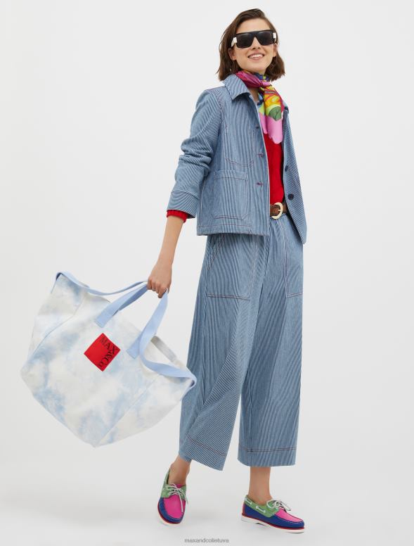 apģērbu 8VJP284 jūras zils svītrainas džersija-žakarda bikses sievietes MAX&Co.