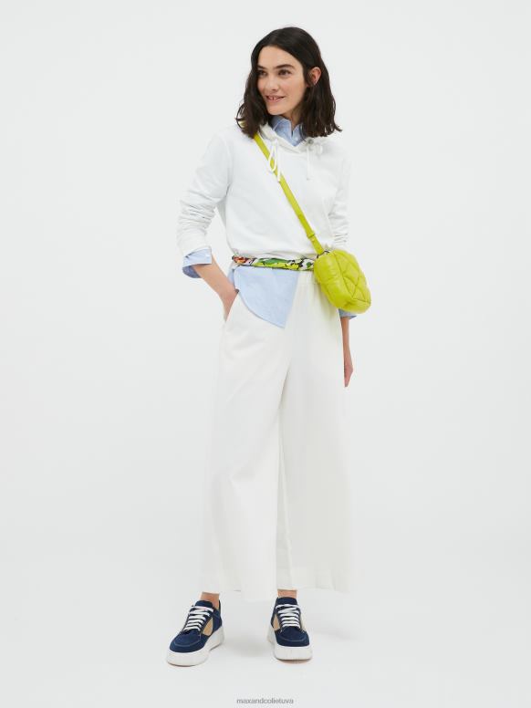 apģērbu 8VJP287 balts raksts tehniskā džersija platas bikses sievietes MAX&Co.