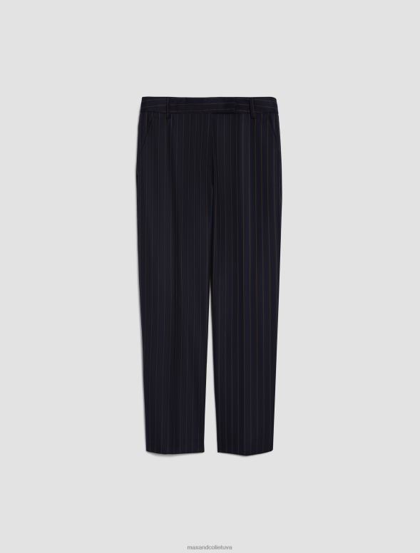 apģērbu 8VJP288 tumši zils raksts šauras flaneļa bikses sievietes MAX&Co.