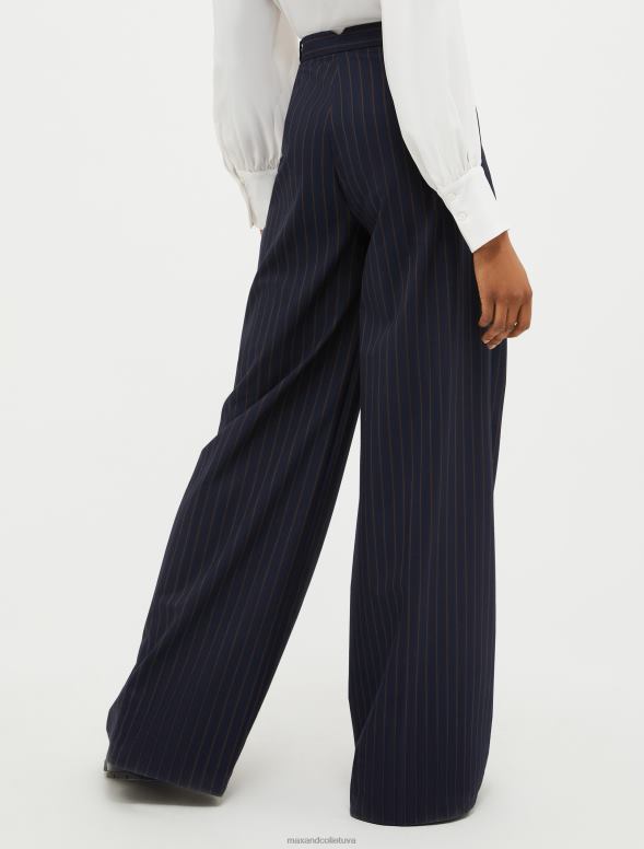 apģērbu 8VJP291 tumši zils raksts platas flaneļa bikses sievietes MAX&Co.