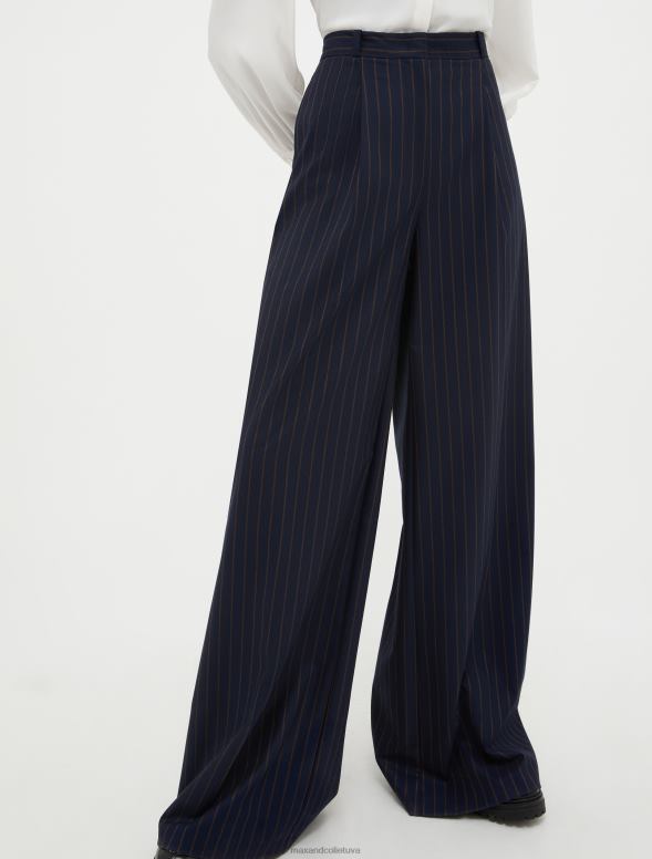 apģērbu 8VJP291 tumši zils raksts platas flaneļa bikses sievietes MAX&Co.