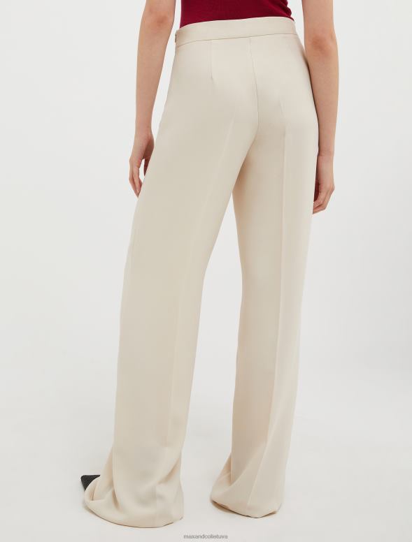 apģērbu 8VJP295 bēšs taisna piegriezuma satīna bikses sievietes MAX&Co.
