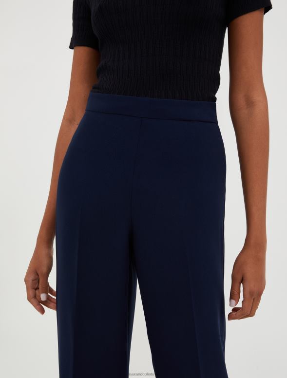 apģērbu 8VJP296 jūras zils taisna piegriezuma satīna bikses sievietes MAX&Co.