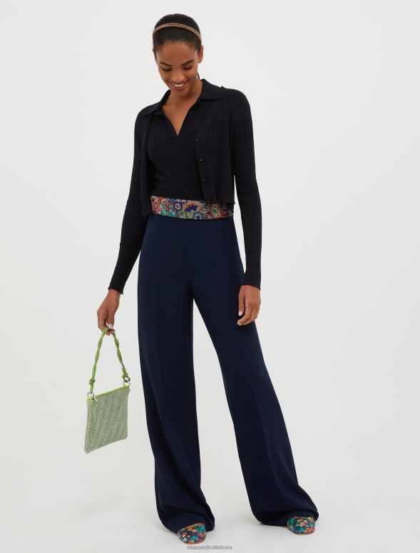 apģērbu 8VJP296 jūras zils taisna piegriezuma satīna bikses sievietes MAX&Co.