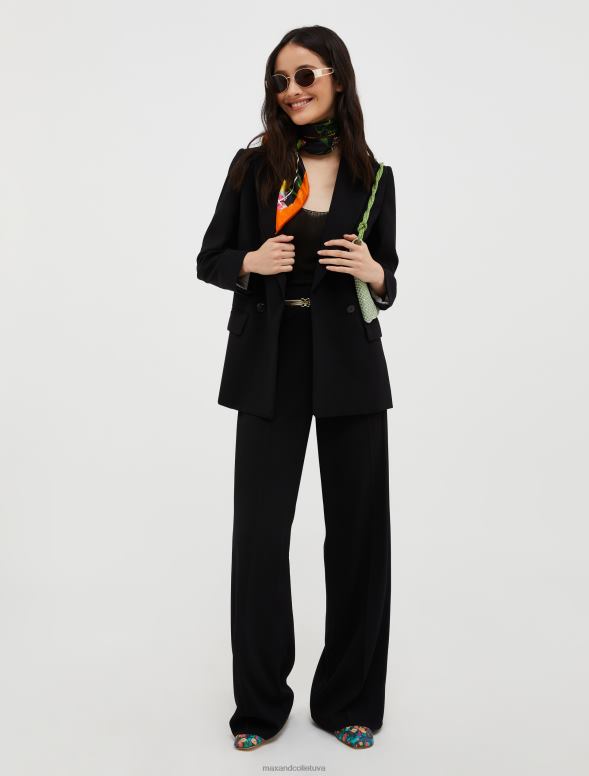 apģērbu 8VJP297 melns taisna piegriezuma satīna bikses sievietes MAX&Co.