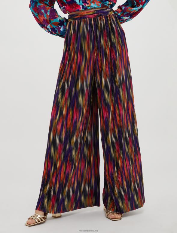 apģērbu 8VJP670 melns raksts platas kroku bikses sievietes MAX&Co.