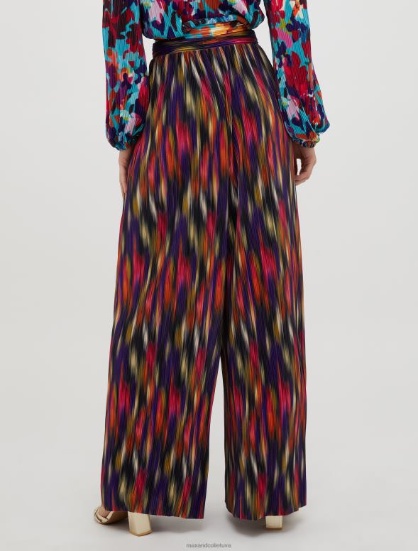 apģērbu 8VJP670 melns raksts platas kroku bikses sievietes MAX&Co.