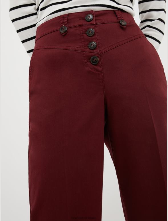 apģērbu 8VJP671 sarkans kokvilnas-satīna bikses ar platām kājām sievietes MAX&Co.