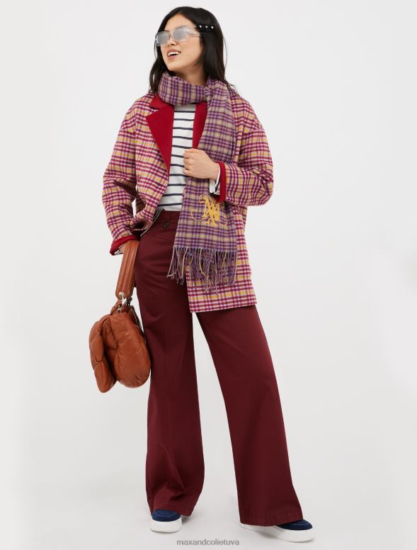 apģērbu 8VJP671 sarkans kokvilnas-satīna bikses ar platām kājām sievietes MAX&Co.