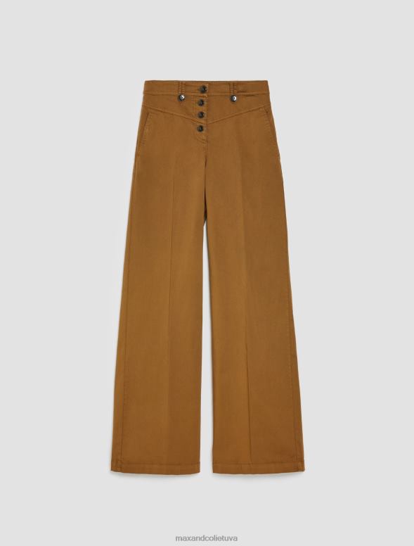 apģērbu 8VJP672 brūns kokvilnas-satīna bikses ar platām kājām sievietes MAX&Co.
